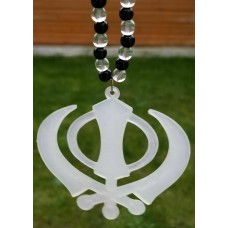 Punjabi Sikh Stunning Glow in Dark Khanda Pendant Mala Car Rear Mirror Hanger K7