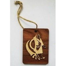 Punjabi Sikh Kaur Wooden Shaheed Baba Deep Singh Pendant Car Mirror HANGER AAA8