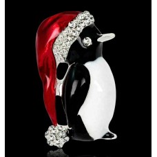 Vintage Look Silver Plated Diamante Linux Penguin Brooch Suit Coat Broach Pin U6