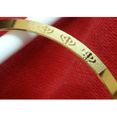 Laser Khanda Engraved Gold Plated Sikh Singh Khalsa Kara Kada Bangle X-Mas GIFT
