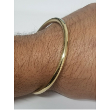 Pure Brass 22ct GOLD Look Smooth Round Sikh Singh Kaur Khalsa Kara Bangle K7