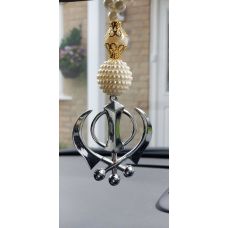 Stainless Steel Punjabi Sikh Large Khanda Stunning Pendant for Car Rear Mirror