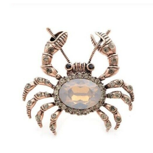 Stunning Vintage Look Copper Colour Cream CRAB Designer Brooch Broach Pin B55