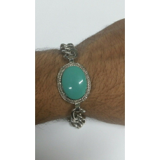 Stunning Steel SALMAN KHAN STYLE Movie Tubelight Bajrangi Green Stone Bracelet S