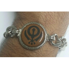 Stunning Steel Singh Khalsa Sikh Khanda Chain Bracelet Lovely Punjabi design D