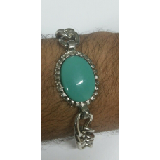 Stunning Steel SALMAN KHAN STYLE Movie Tubelight Bajrangi Green Stone Bracelet Q