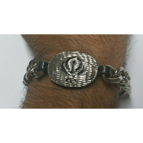 Stunning Steel Singh Khalsa Sikh Khanda Chain Bracelet Lovely Punjabi design G
