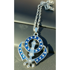 Silver Plated Punjabi Singh Sikh Blue Khanda Pendant Car Rear Mirror Hanging