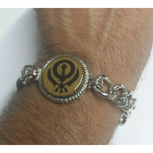 Stunning Steel Singh Khalsa Sikh Khanda Chain Bracelet Lovely Punjabi design E