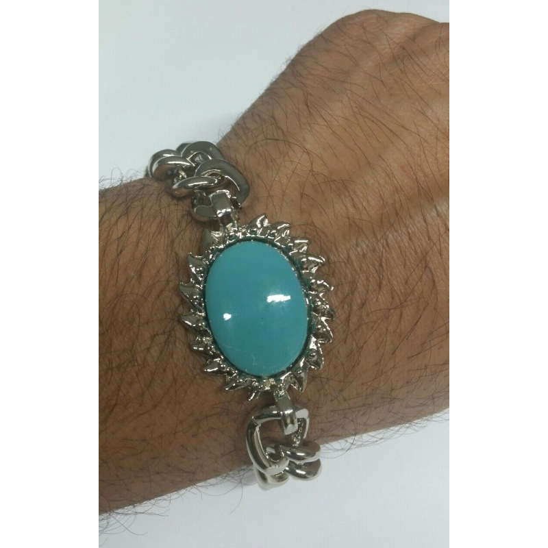 Buy morir 316L Stainless Steel Oval Turquoise Salman Khan Style Fashion Bracelet  Stone Chain Link Gift for Him Bracelets For Men And Boy's at Amazon.in