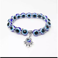 Turkey Glass Bead Evil Eye Protection Talisman Hamsa Hand Fatima Palm Bracelet