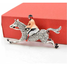 Stunning Vintage Look Silver plated Horse Jockey Celebrity Brooch Broach Pin F25