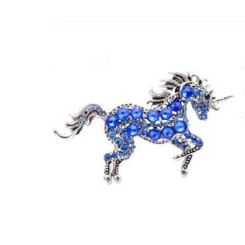 Silver plated Unicorn Brooch Stunning Vintage Look Horse Celebrity Broach Pin F2