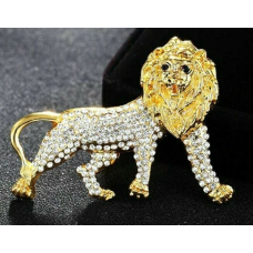 Stunning Vintage Look Gold plated Retro Lion KING Celebrity Brooch Broach Pin Z3