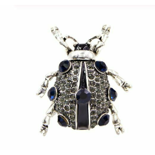 Vintage Look Silver Plated Black Beetle Brooch Suit Coat Broach Collar Pin B10