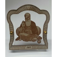 Sikh Guru Nanak Dev Ji Wood Carved Photo Portrait Sikh Lovely Desktop Stand F1