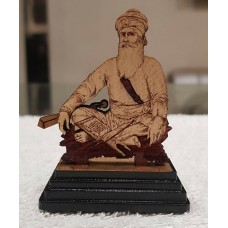 Sikh Baba Deep Singh Shaheed Ji Wood Carved Photo Portrait Sikh Desktop Stand A2