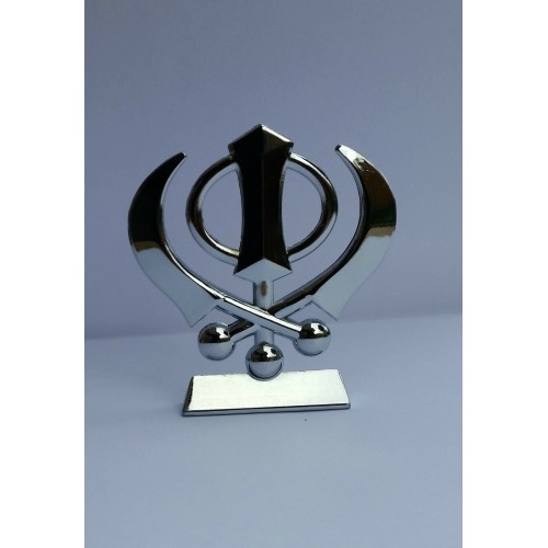 Car Dashboard Mantle Piece 3D Stunning Silver Tone Small Khanda Stand GIFT