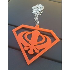 Orange Acrylic Khanda Punjabi Sikh Singh Kaur Pendant Car Mirror Hanging Chain W