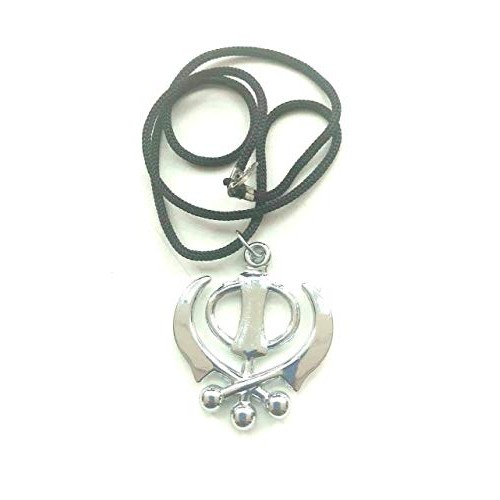 Bracelet en acier inoxydable Punjabi Sikh Khanda avec pendentif en forme de voiture - À suspendre au mur ou à une porte - Pour prospérité, bonne chance - Cadeau idéal pour une pendaison de crémaillère, une réussite et une élimination des obstacles.