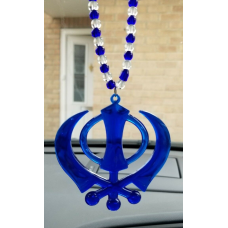 Acrylic blue punjabi sikh kaur singh khanda stunning pendant car rear mirror