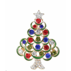 Vintage look stunning diamonte gold plated christmas tree brooch cake pin b49f