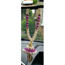 Gold plated punjabi sikh khanda stunning pendant car rear mirror beads hanger p