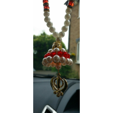 Gold plated punjabi sikh khanda stunning pendant car rear mirror beads hanger r