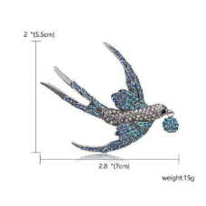 Stunning diamonte silver plated vintage look flying bird christmas brooch pin b6