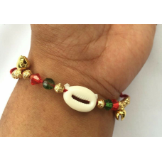 Talisman protection hindu mauli dangling bells kaudi conch shankh lucky bracelet