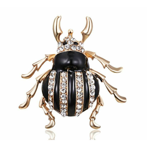 Stunning diamonte gold plated vintage look beetle christmas brooch cake pin nn1