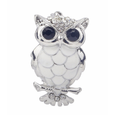 Stunning diamonte silver plated vintage look owl christmas brooch cake pin b7