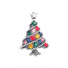 Stunning diamonte silver plated vintage look christmas tree brooch cake pin b1