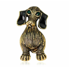 Stunning gold plated vintage look classic puppy dog christmas brooch cake pin n3