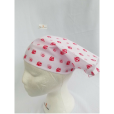 Sikh punjabi kaur white red khanda bandana head wrap gear rumal handkerchief