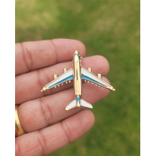 Aeroplane Brooch Vintage Look Queen Pilot Broach Gold Plated Crew Pin K39 New