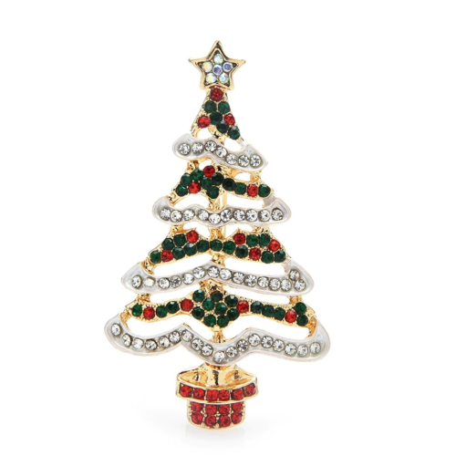 Christmas Tree Brooch Vintage look Gold plated broach Celebrity Queen pin i22