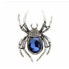 Vintage look silver plated blue spider brooch suit coat broach collar pin b7