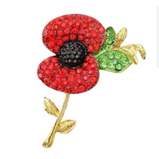 Onlinesikhstore lest we forget rememberance day stunning diamonte gold plated poppy brooch cake pin