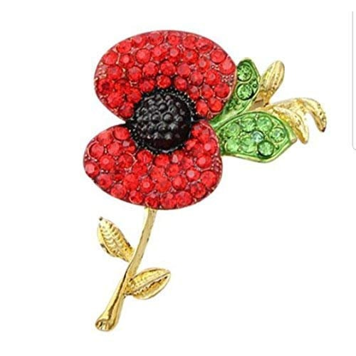 Onlinesikhstore lest we forget rememberance day stunning diamonte gold plated poppy brooch cake pin