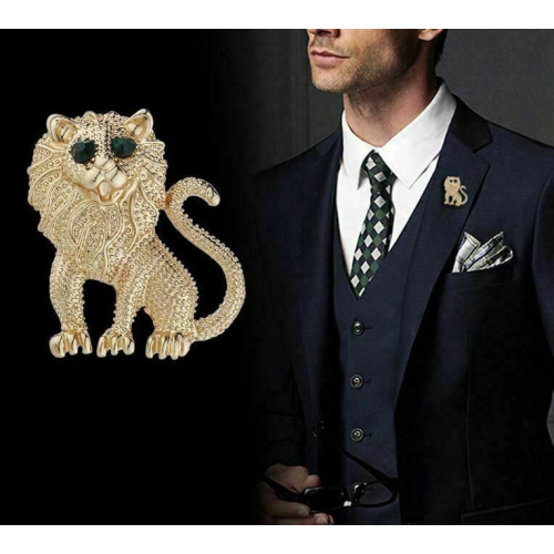Stunning vintage look gold plated retro lion celebrity brooch broach pin f3