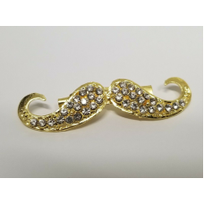 Stunning diamonte gold plated hindu sikh punjabi moustache brooch broach pin