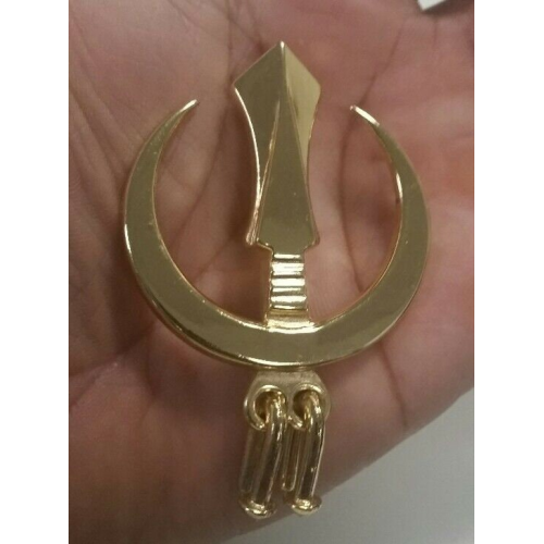 Stunning gold plated sikh large chand tora brooch steel pin singh turban patka
