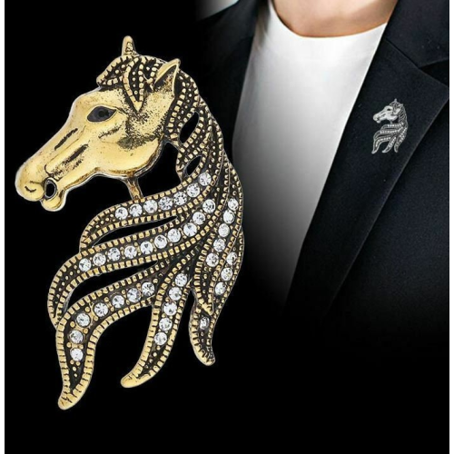 Stunning vintage look gold plated retro horse celebrity brooch broach pin f1