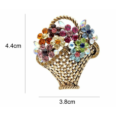 Vintage look gold plated basket flowers brooch suit coat broach pin collar ggg37