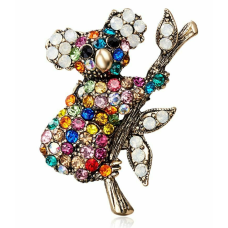 Stunning diamonte gold plated vintage look panda christmas brooch cake pin s10