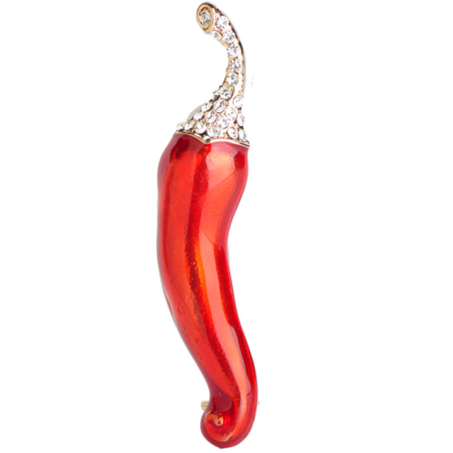 Red chilli pepper brooch gold plated celebrity broach vintage look new pin ggg48