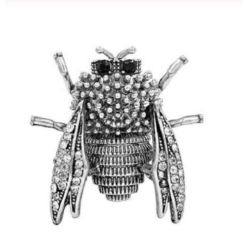 Vintage look silver plated stunning bee brooch suit coat broach collar pin b17