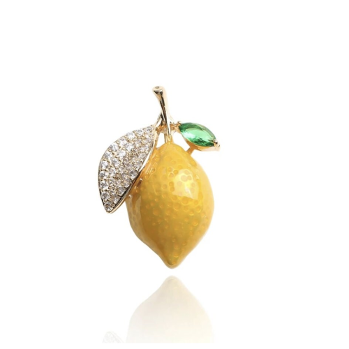 Valentine lemon brooch vintage look celebrity broach gold plated pin ggg89