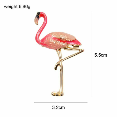 Stunning diamonte gold plated vintage look flamingo bird christmas brooch pin c1